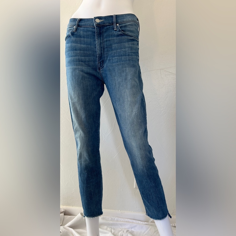 Mother Jeans Stunner Zip Ankle Step Fray Good Girls Do Wash Blue Size 29 - Picture 7 of 14